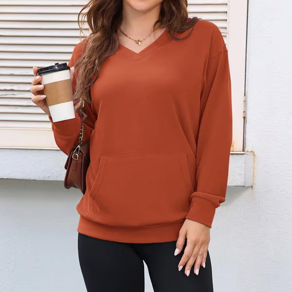 Women's Hatless V-Neck Hoodie with Pockets| BUY 2 FREE SHIPPING