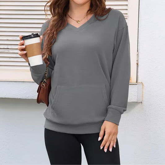 Women's Hatless V-Neck Hoodie with Pockets| BUY 2 FREE SHIPPING