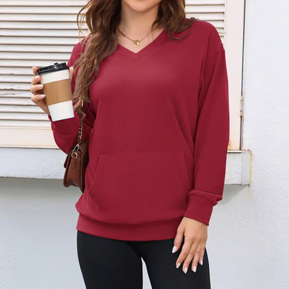 Women's Hatless V-Neck Hoodie with Pockets| BUY 2 FREE SHIPPING
