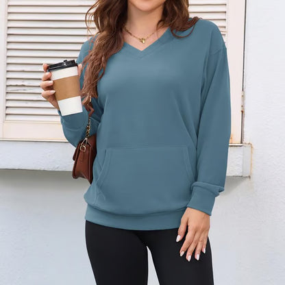 Women's Hatless V-Neck Hoodie with Pockets| BUY 2 FREE SHIPPING